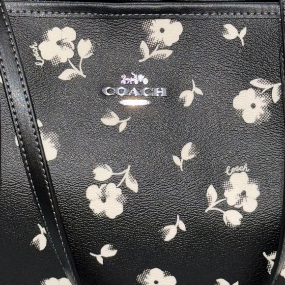 Coach Black and White Floral Tote Bag - Picture 5 of 15